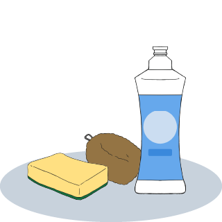 画像:洗剤・スポンジ・タワシ