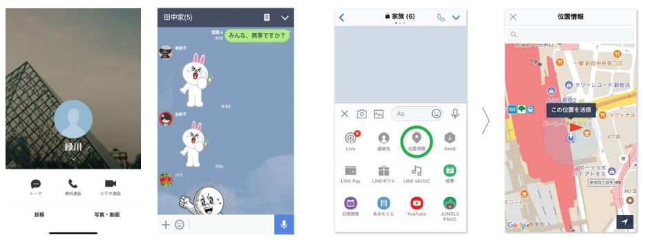 グループLINEの画面画像/グループLINEで位置情報を共有している画像