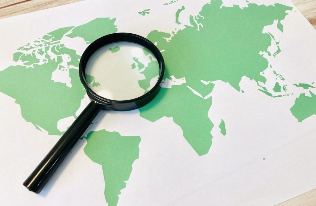 北大西洋をクローズアップした世界地図