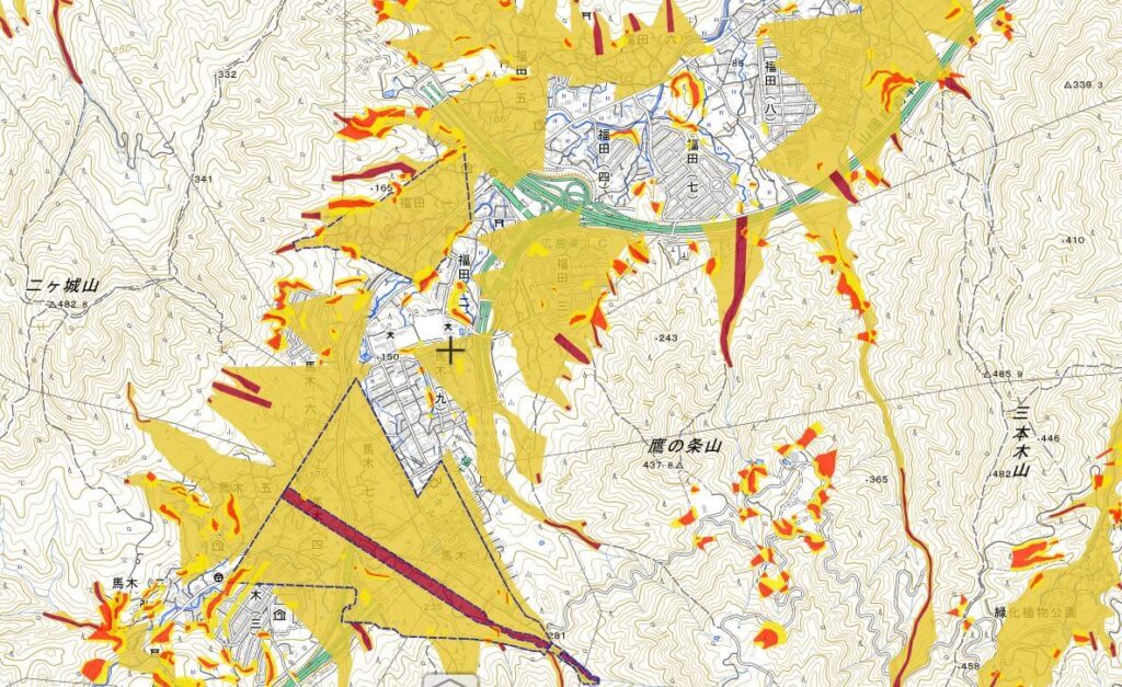 重ねるハザードマップの画像